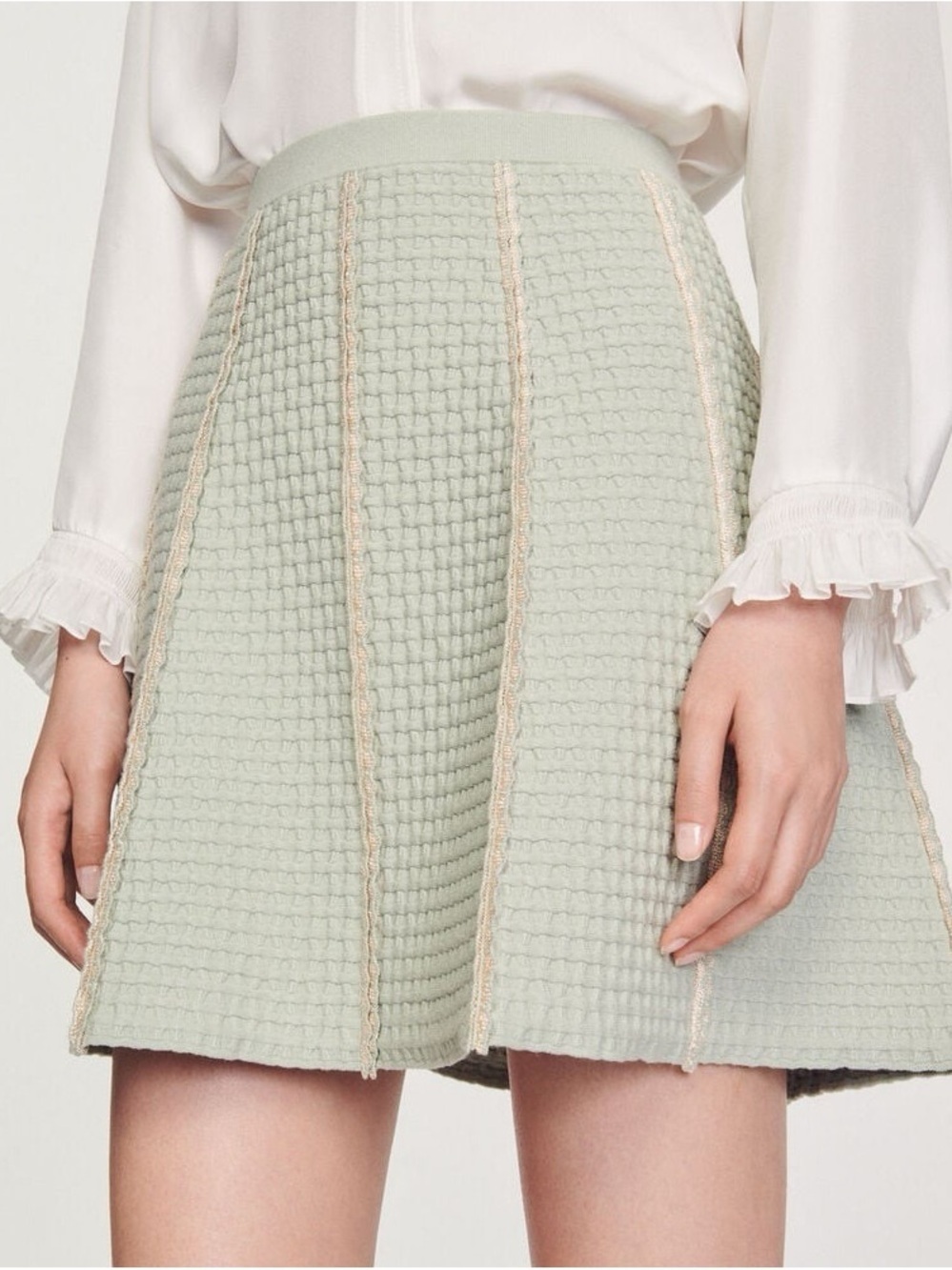 Sandro Vert D’ Eau Sage Green Knit Skirt NEW